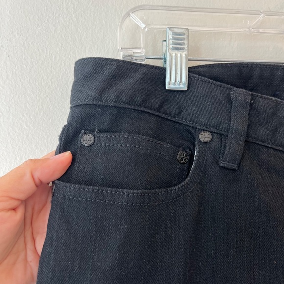 Tory Burch Sz 31 Black Super Skinny Slim Jeans Pants Pockets Logo - Picture 4 of 13